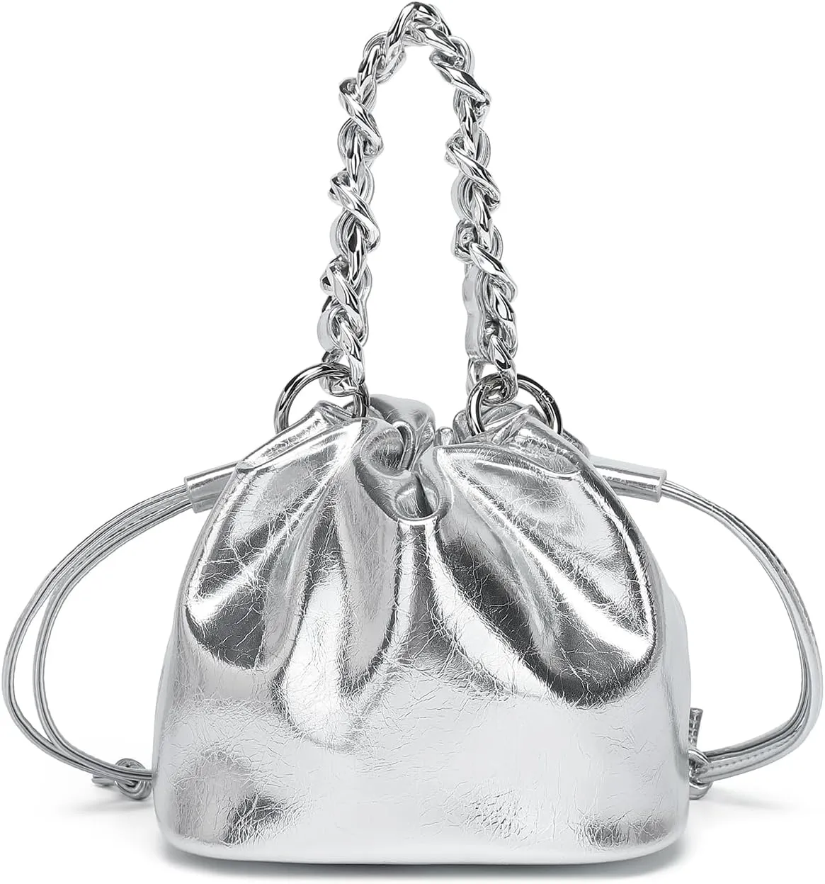 PU Drawstring Bucket Bag Handbag with Crossbody Design for Women Elegant Bucket Bag