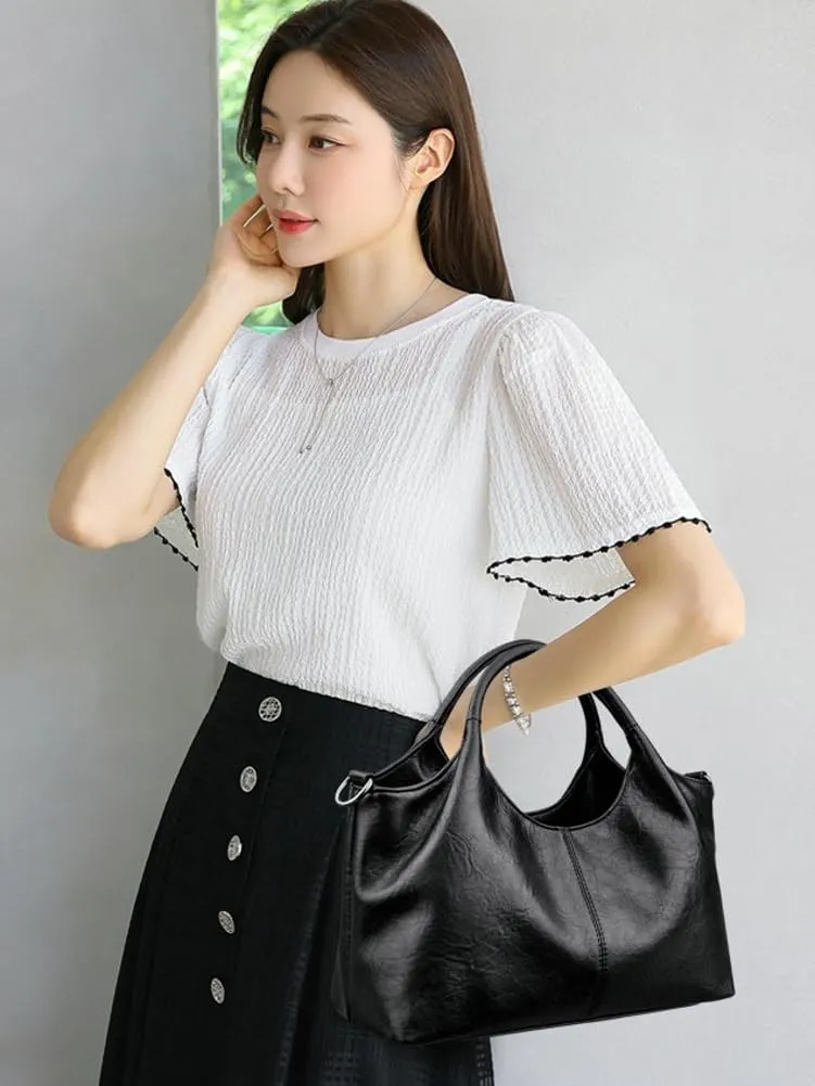 PU Leather Crossbody Bag Women Commuting Satchel Trendy Tote Purse Travel Shopping