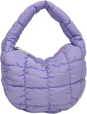 Puffer Bag Women Mini Quilted Cute Bubble Handbag Crescent Wrist Satchel Y2k Purse