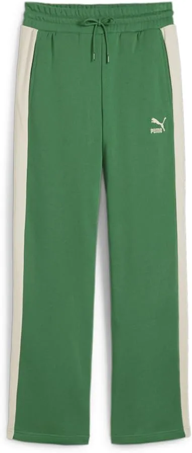 PUMA Womens Iconic T7 Straight Leg Pants Casual Drawstring - Green - Size M