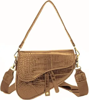 PURFANREE Women Trendy Saddle Shoulder Bag Clutch Purse Underarm Handbag Satchel HandBag Crossbody Bag