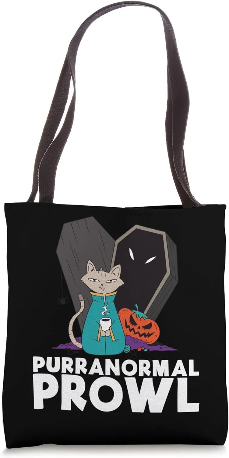 Purranormal Prowl Halloween Design Tote Bag