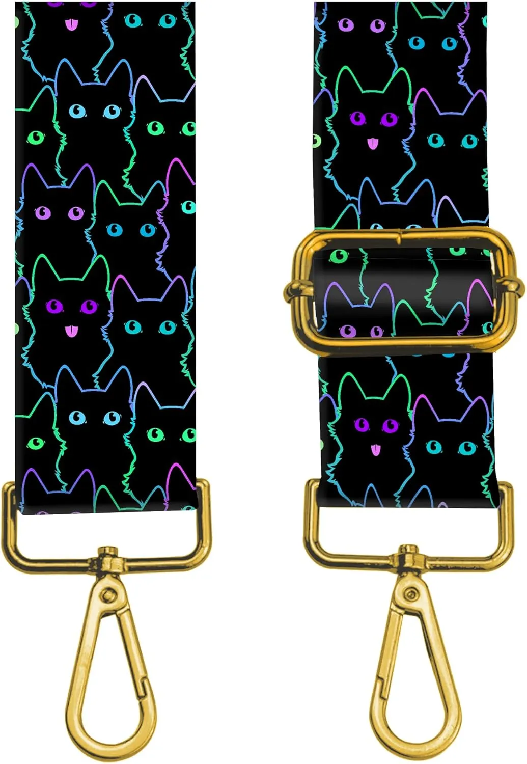 Purse Strap Replacement Crossbody 2" Wide Shoulder Strap, Cute Handbag Strap Bag Strap Replacement Belts Adjustable Cute Black Cats