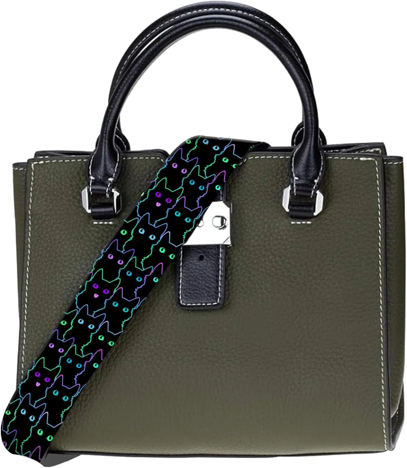 Purse Strap Replacement Crossbody 2" Wide Shoulder Strap, Cute Handbag Strap Bag Strap Replacement Belts Adjustable Cute Black Cats