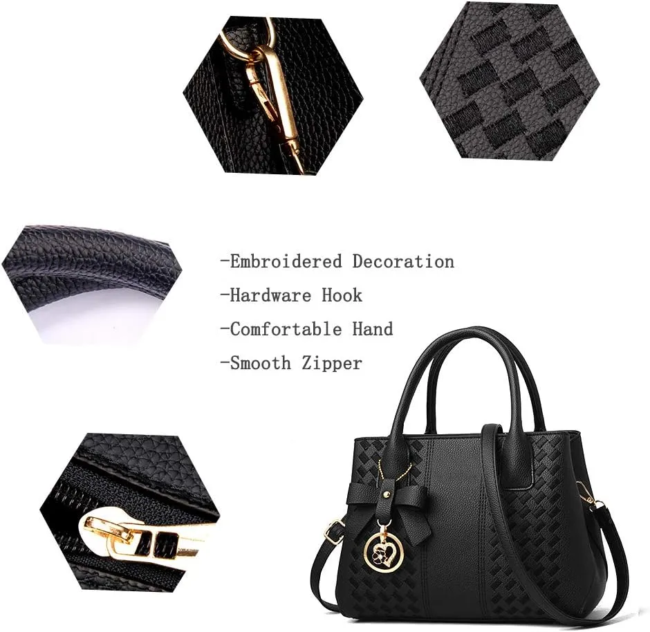 Purses and Handbags for Women Fashion Ladies PU Leather Top Handle Satchel Shoulder Tote Bags