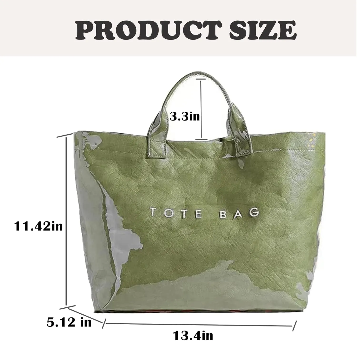 PVC Tote Bag for Women Kraft Paper Large Tote Bag Fashion Paper Bag Trendy Letter Print Tote Bag Top Handle