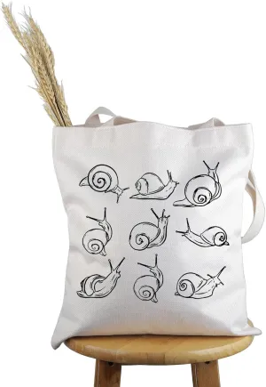 PWHAOO Snail Lover Gift Snail Design Tote Bag Who Loves Snails Handbag Snail Owner Gift