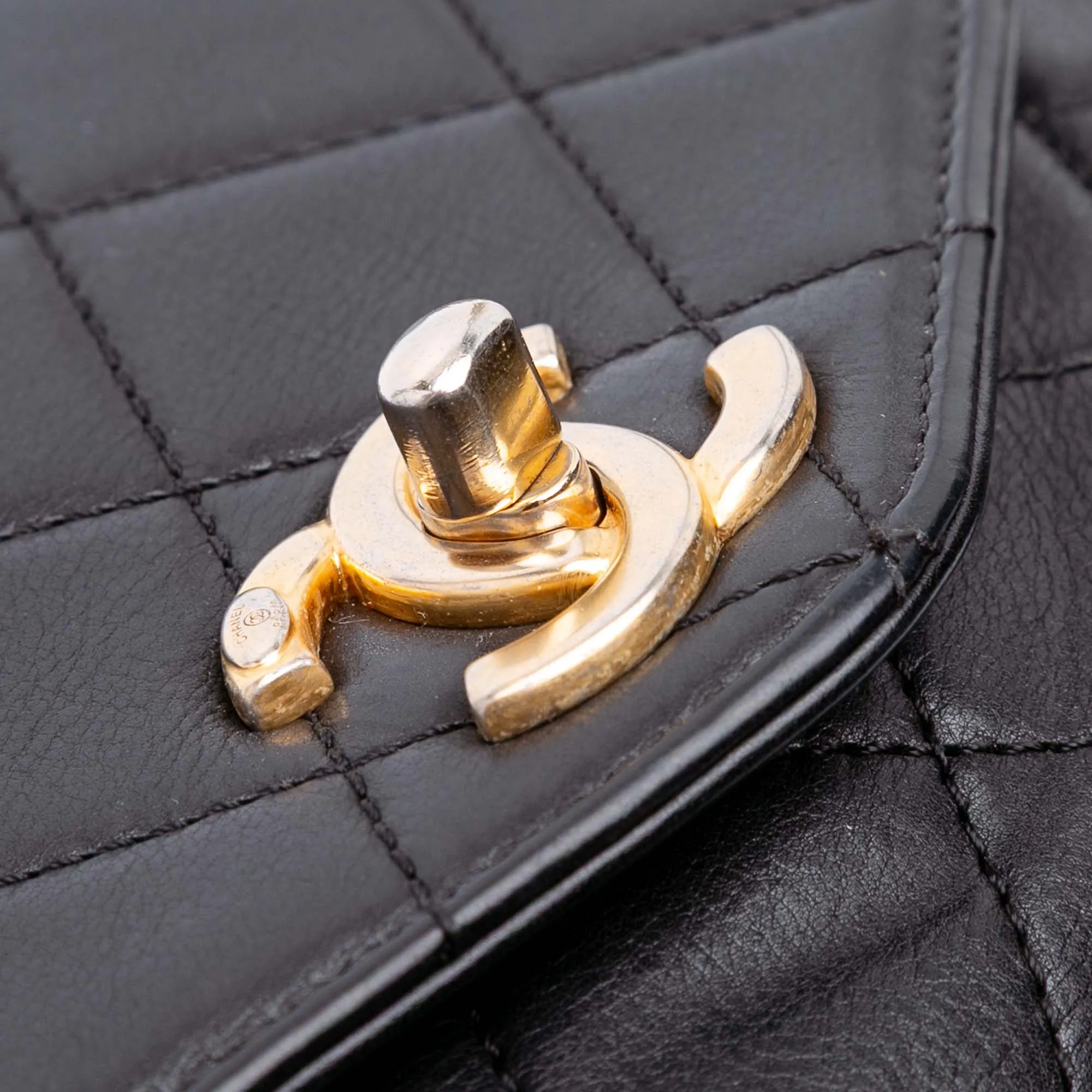 Quilted Calfskin Gold Top Handle Flap
