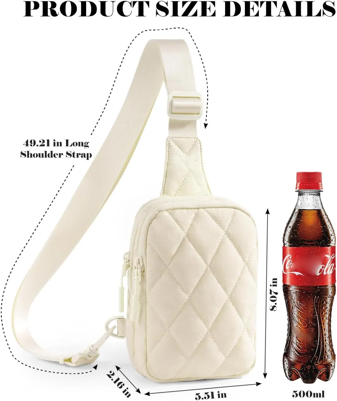 Quilted Puffer Sling Bag for Women Small Backpack Crossbody Chest Bag Fanny Packs Purses for Casual Traveling Hiking