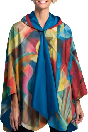 RainCaper Womens Rain Cape Poncho Coat Waterproof with Hood Reversible Fine Art