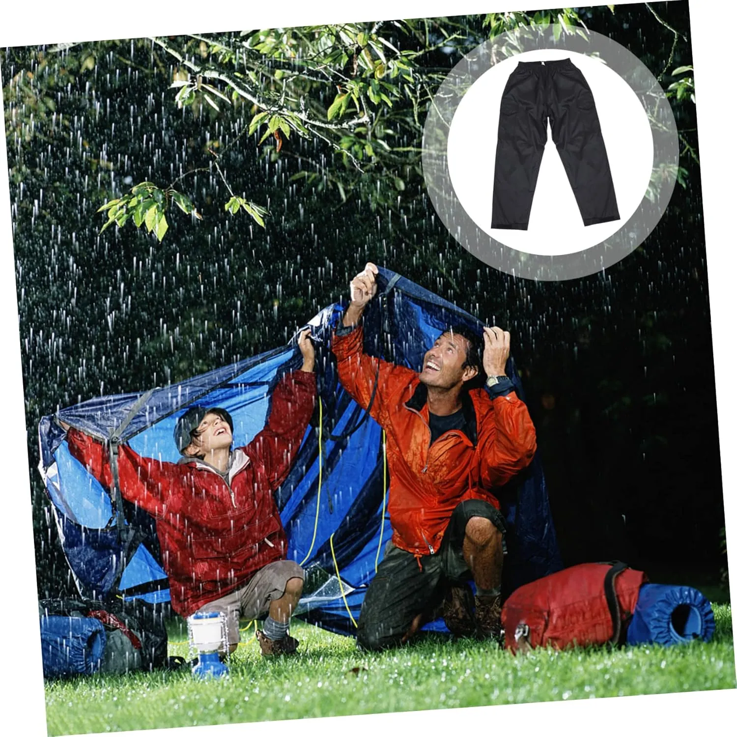 Rainproof Pants Breathable Double Trousers for Adults for Cycling Hiking and Outdoor Activities Design Pocket Black