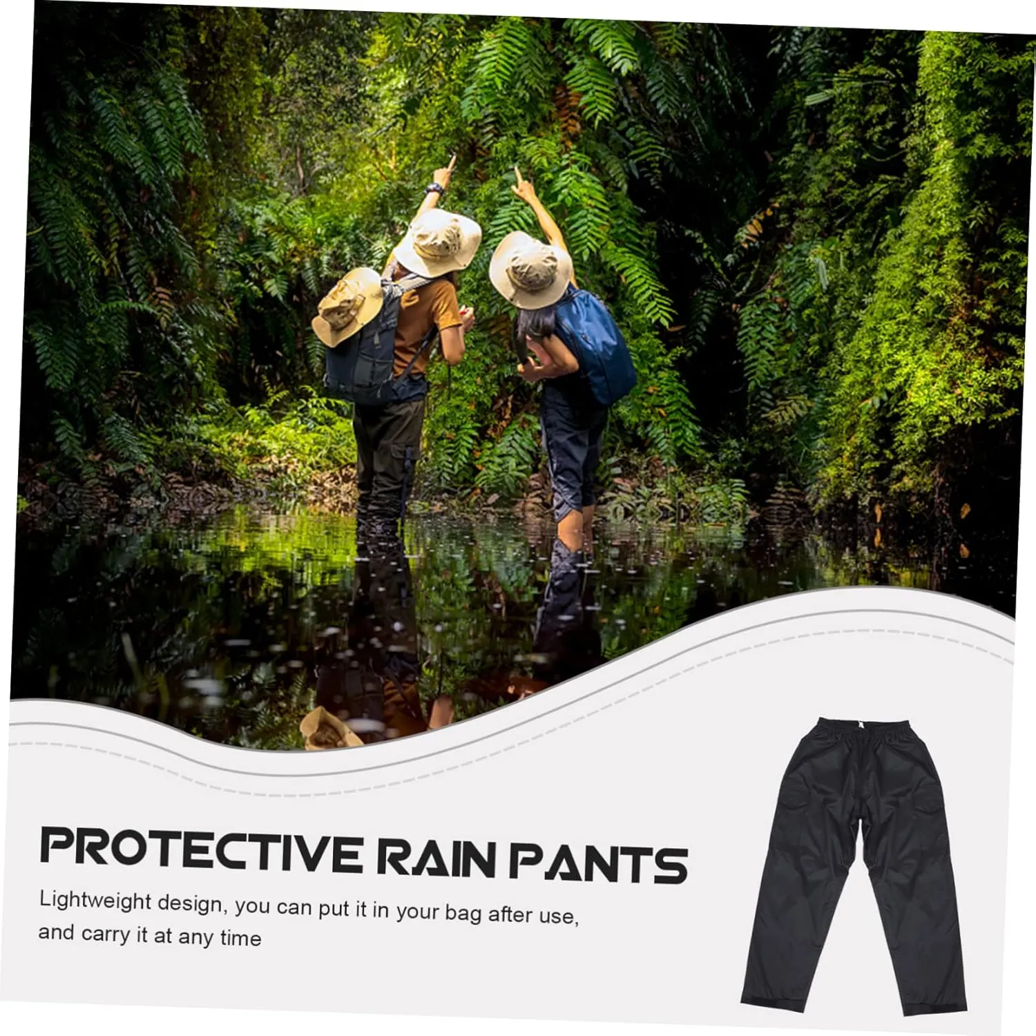 Rainproof Pants Breathable Double Trousers for Adults for Cycling Hiking and Outdoor Activities Design Pocket Black