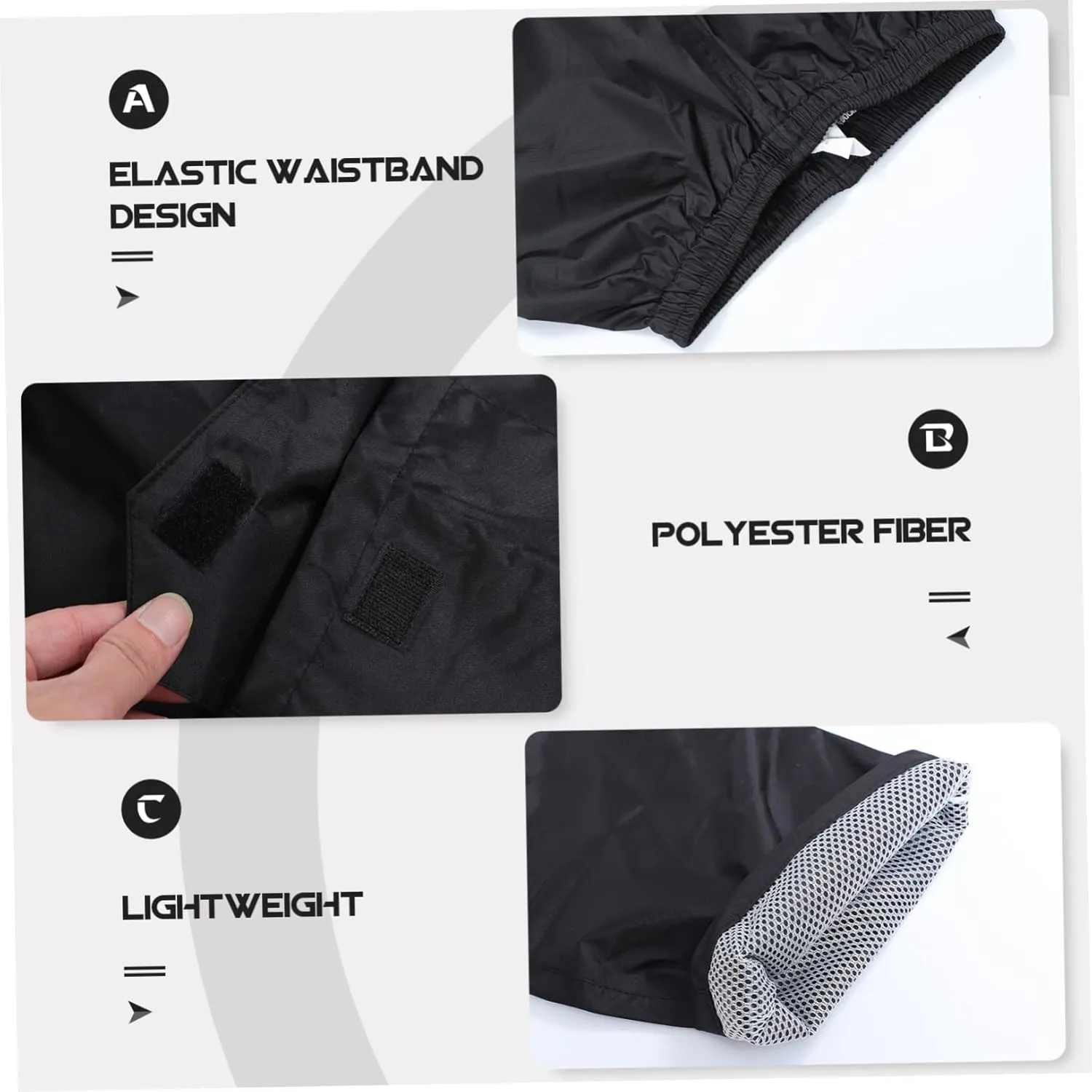 Rainproof Pants Breathable Double Trousers for Adults for Cycling Hiking and Outdoor Activities Design Pocket Black