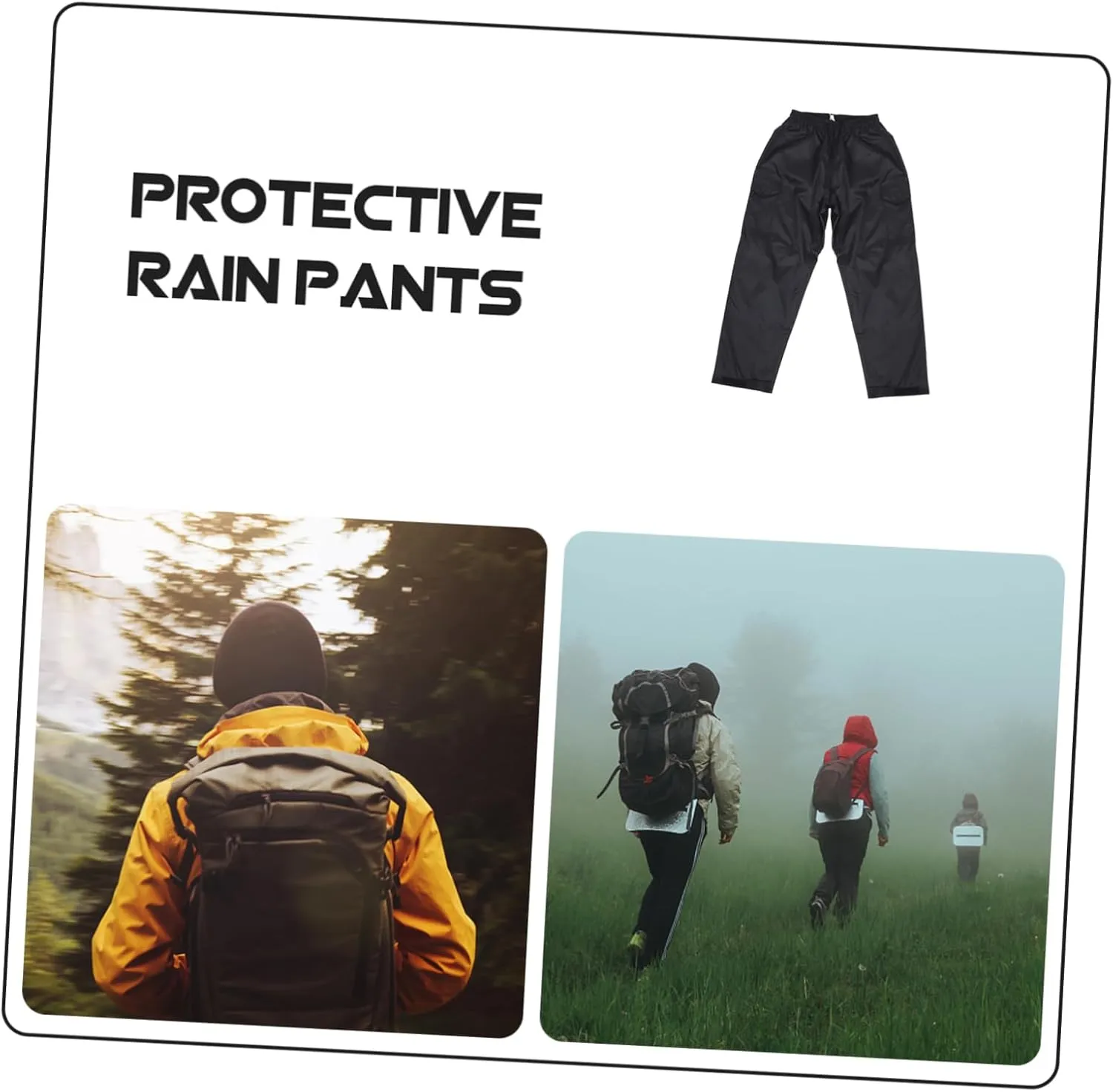 Rainproof Pants Breathable Double Trousers for Adults for Cycling Hiking and Outdoor Activities Design Pocket Black