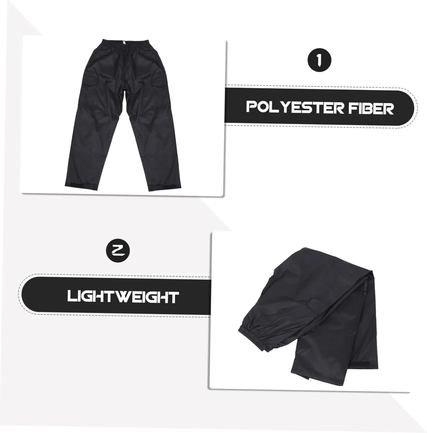 Rainproof Pants Breathable Double Trousers for Adults for Cycling Hiking and Outdoor Activities Design Pocket Black