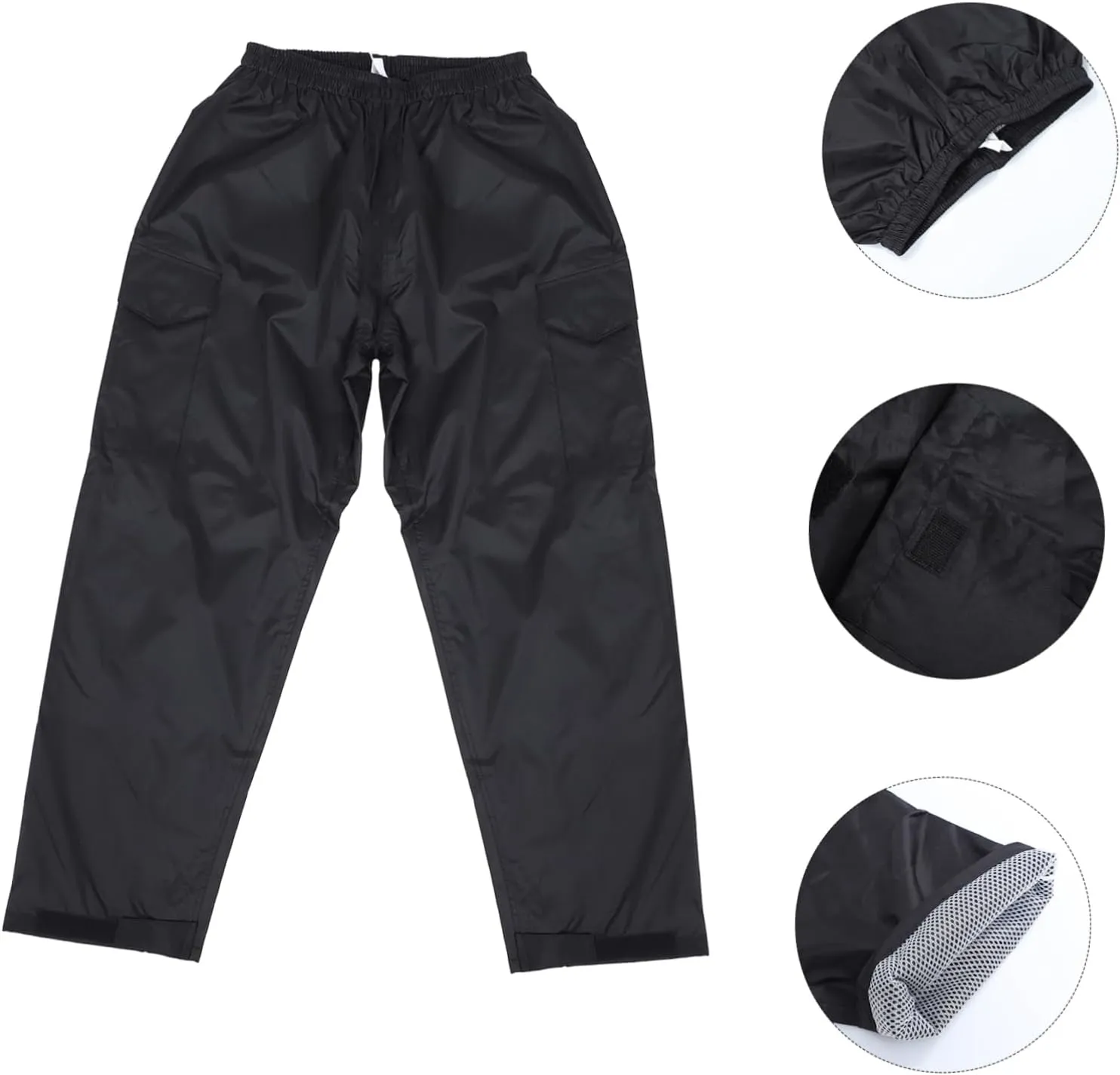 Rainproof Pants Breathable Double Trousers for Adults for Cycling Hiking and Outdoor Activities Design Pocket Black