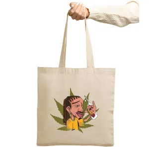 Rastafari Smoking Gift Marijuana Joint Design for Dreadlocks Lovers Natural White Multicolor Canvas Tote Bag