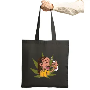 Rastafari Smoking Gift Marijuana Joint Design for Dreadlocks Lovers Navy Black Multicolor Canvas Tote Bag