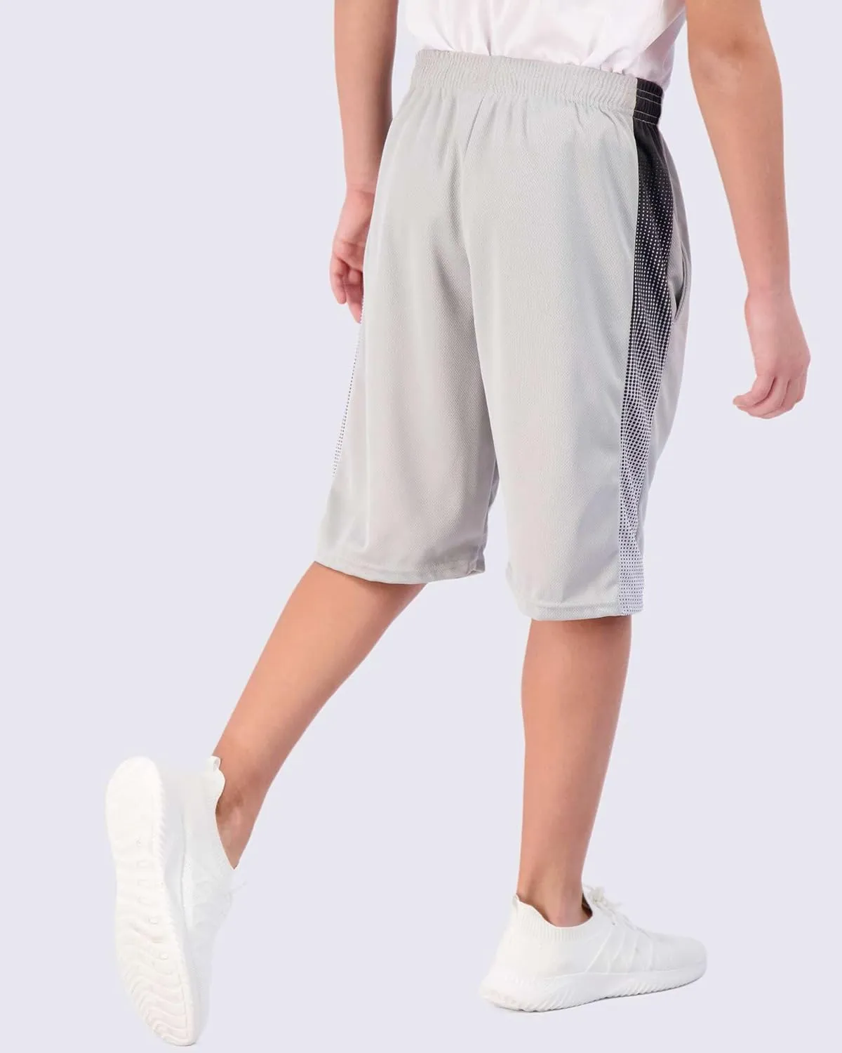 Real Essentials Boys' 5-Pack Mesh Active Athletic Performance Basketball Shorts with Pockets