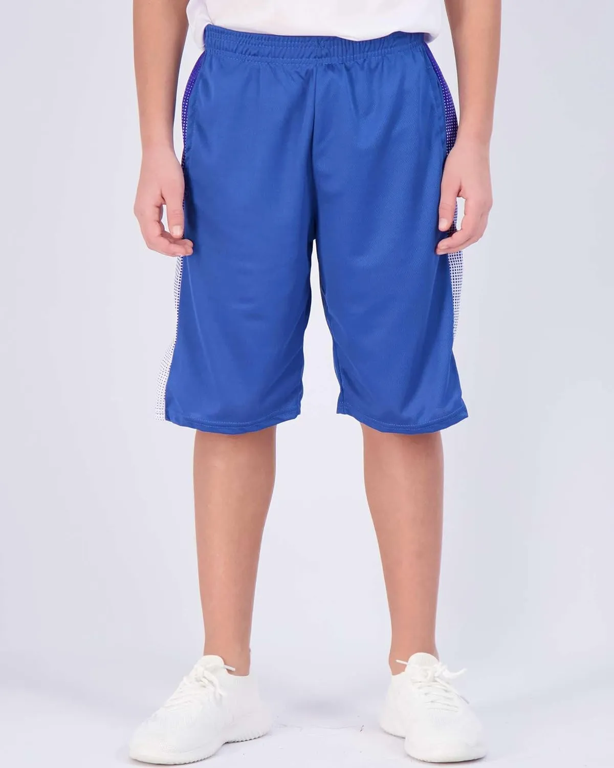 Real Essentials Boys' 5-Pack Mesh Active Athletic Performance Basketball Shorts with Pockets