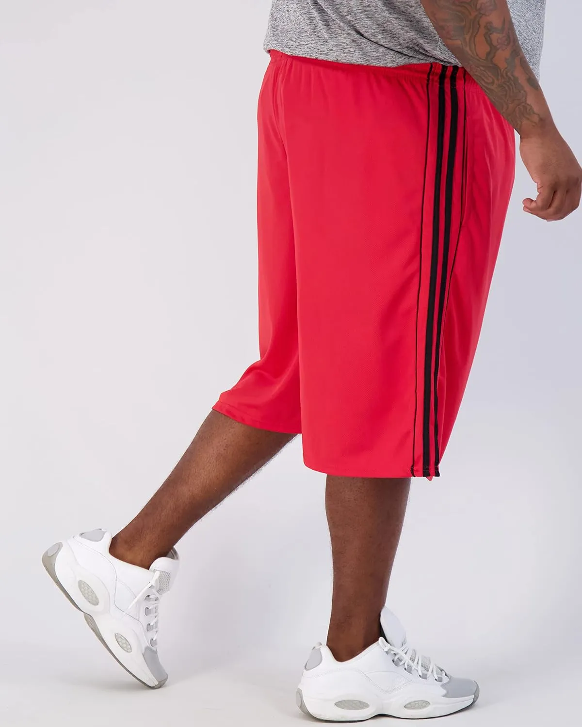 Real Essentials Men's Big & Tall 3-Pack Dry Fit & Mesh Active Athletic Perfomance Shorts (3X-5X)