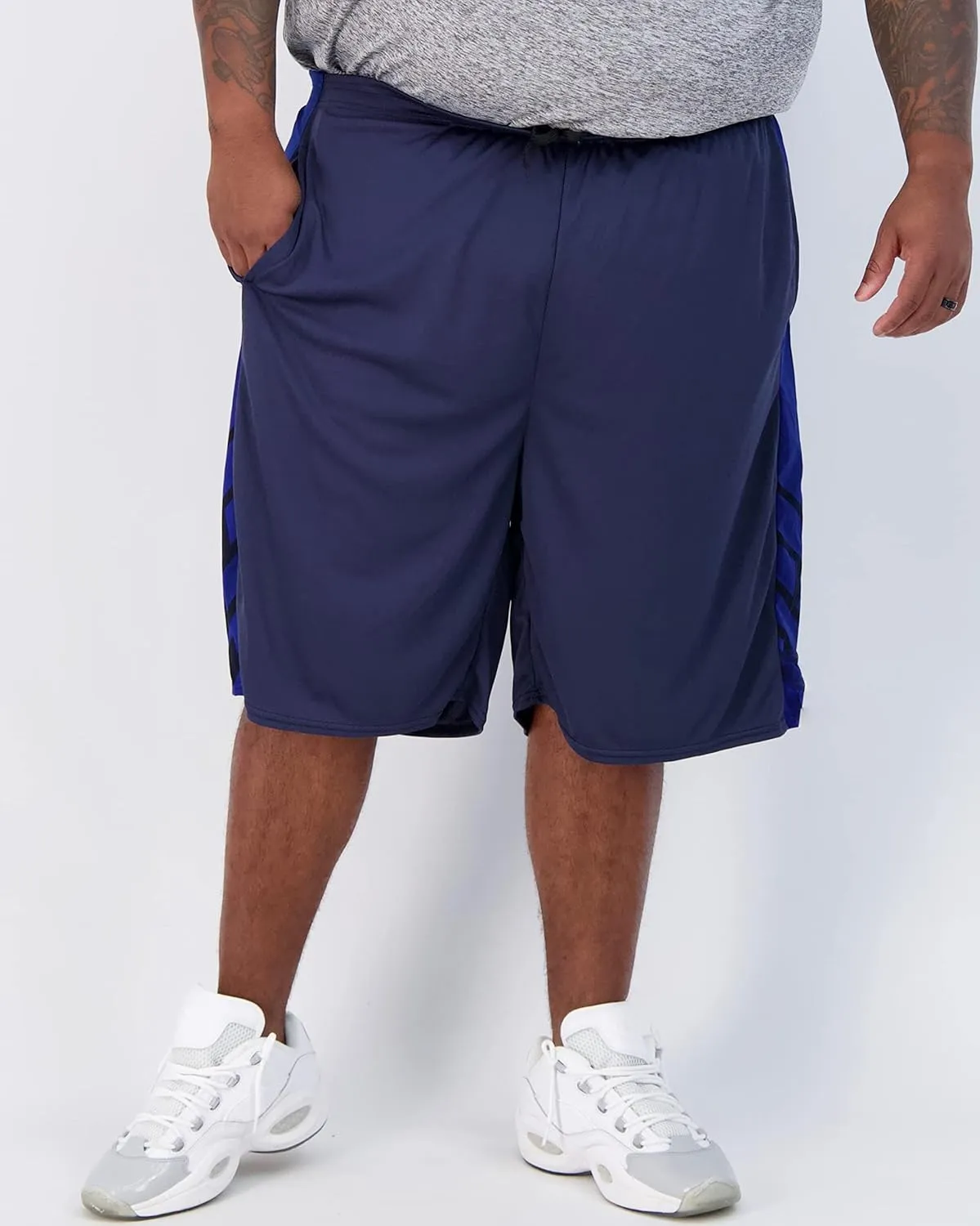 Real Essentials Men's Big & Tall 3-Pack Dry Fit & Mesh Active Athletic Perfomance Shorts (3X-5X)