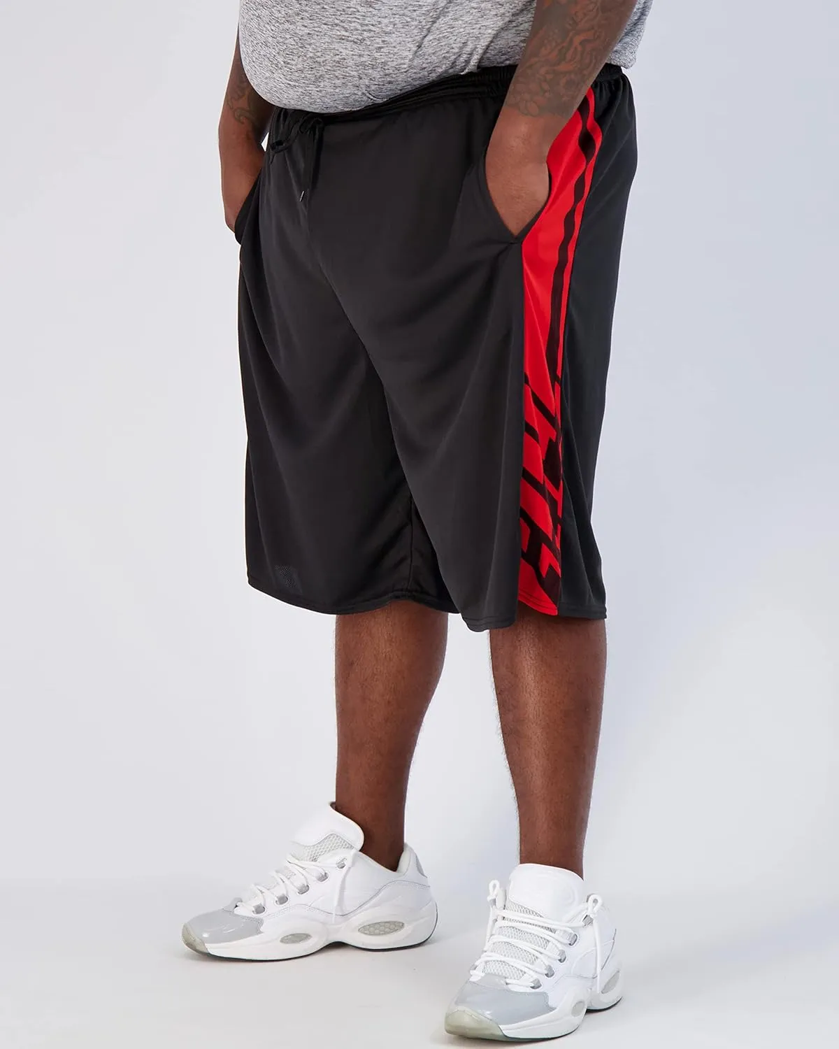 Real Essentials Men's Big & Tall 3-Pack Dry Fit & Mesh Active Athletic Perfomance Shorts (3X-5X)