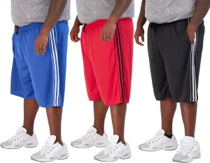 Real Essentials Men's Big & Tall 3-Pack Dry Fit & Mesh Active Athletic Perfomance Shorts (3X-5X)