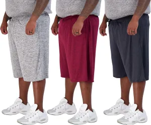 Real Essentials Men's Big & Tall 3-Pack Dry Fit & Mesh Active Athletic Perfomance Shorts (3X-5X)