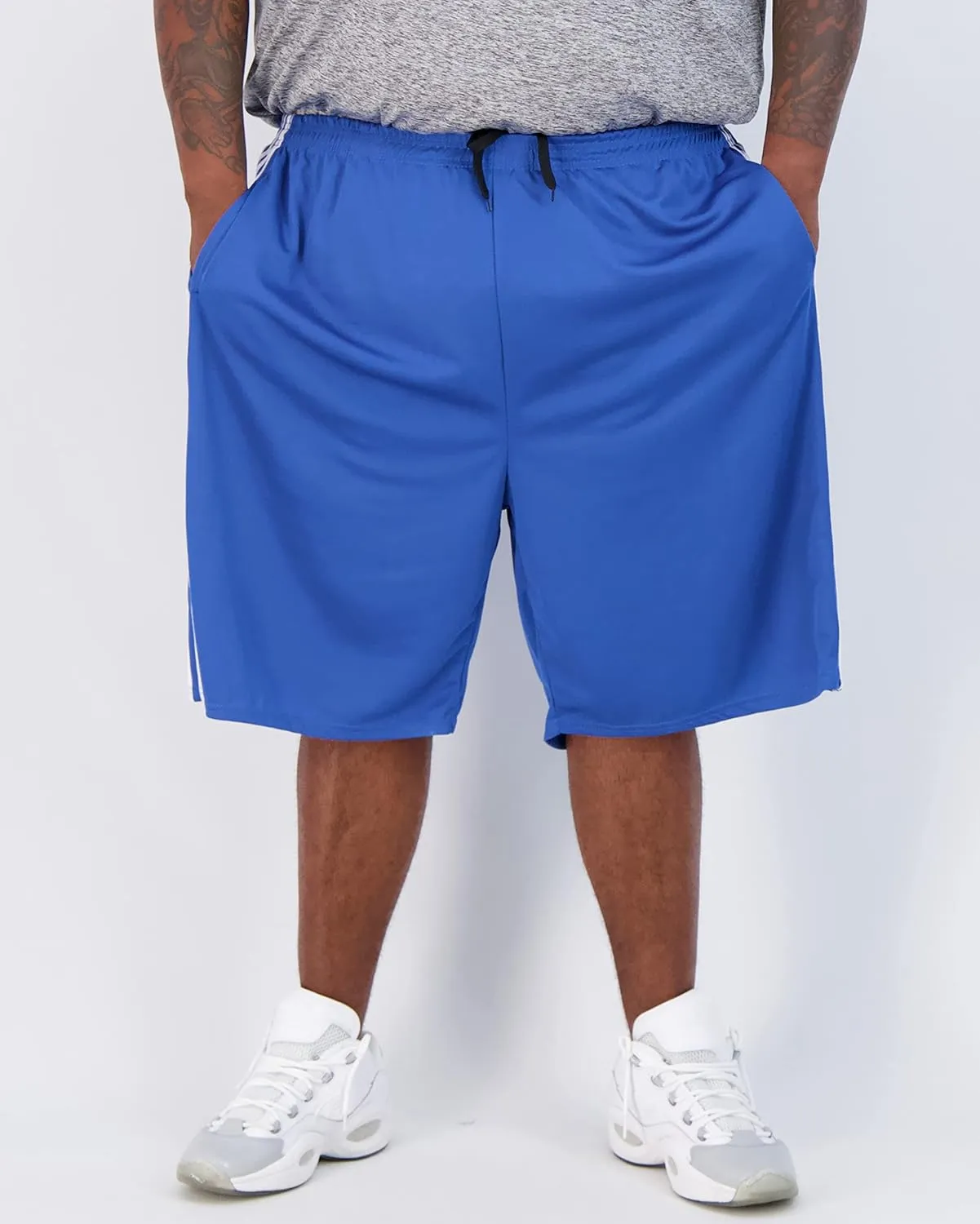 Real Essentials Men's Big & Tall 3-Pack Dry Fit & Mesh Active Athletic Perfomance Shorts (3X-5X)