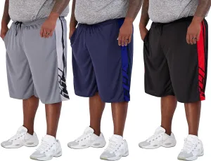 Real Essentials Men's Big & Tall 3-Pack Dry Fit & Mesh Active Athletic Perfomance Shorts (3X-5X)