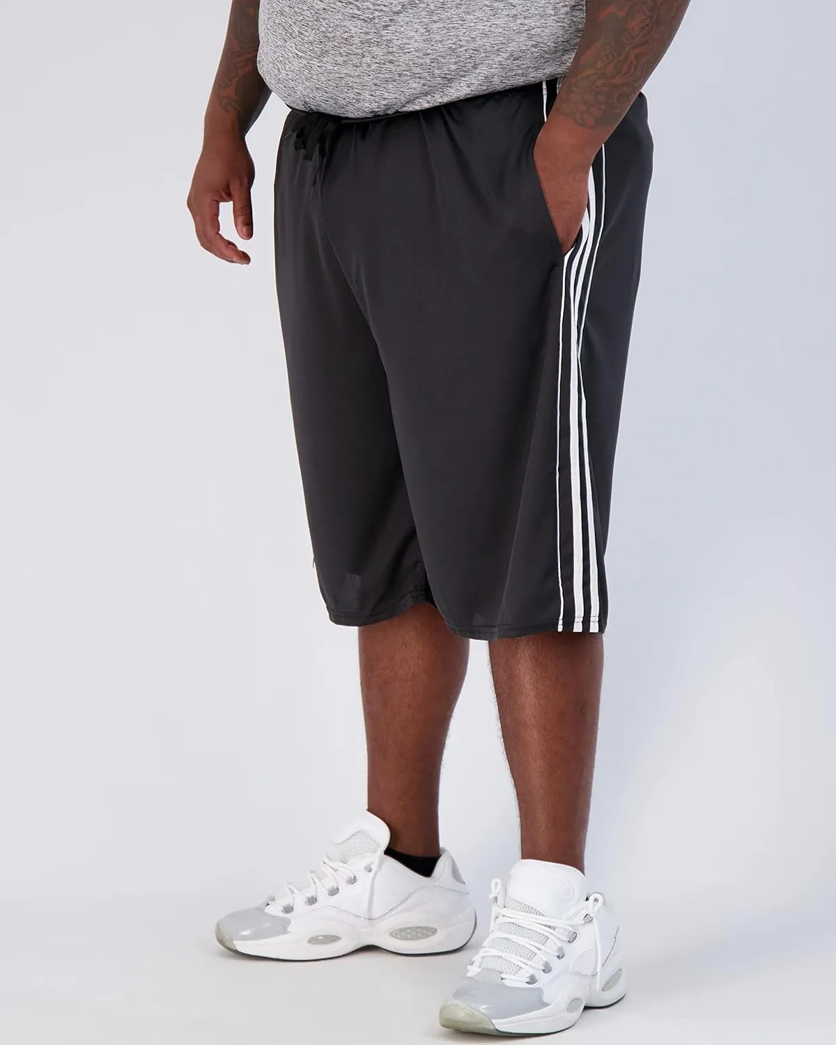 Real Essentials Men's Big & Tall 3-Pack Dry Fit & Mesh Active Athletic Perfomance Shorts (3X-5X)