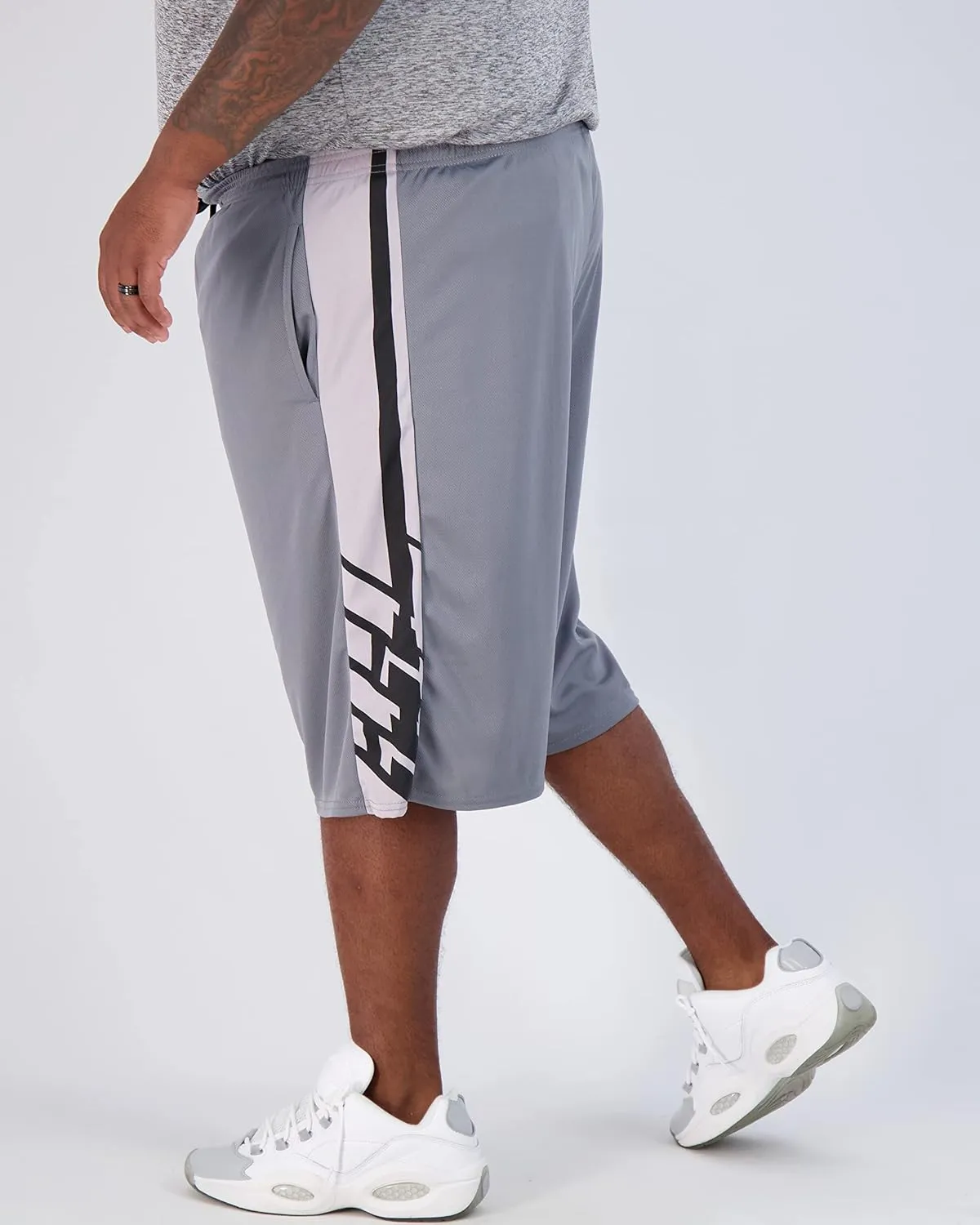 Real Essentials Men's Big & Tall 3-Pack Dry Fit & Mesh Active Athletic Perfomance Shorts (3X-5X)