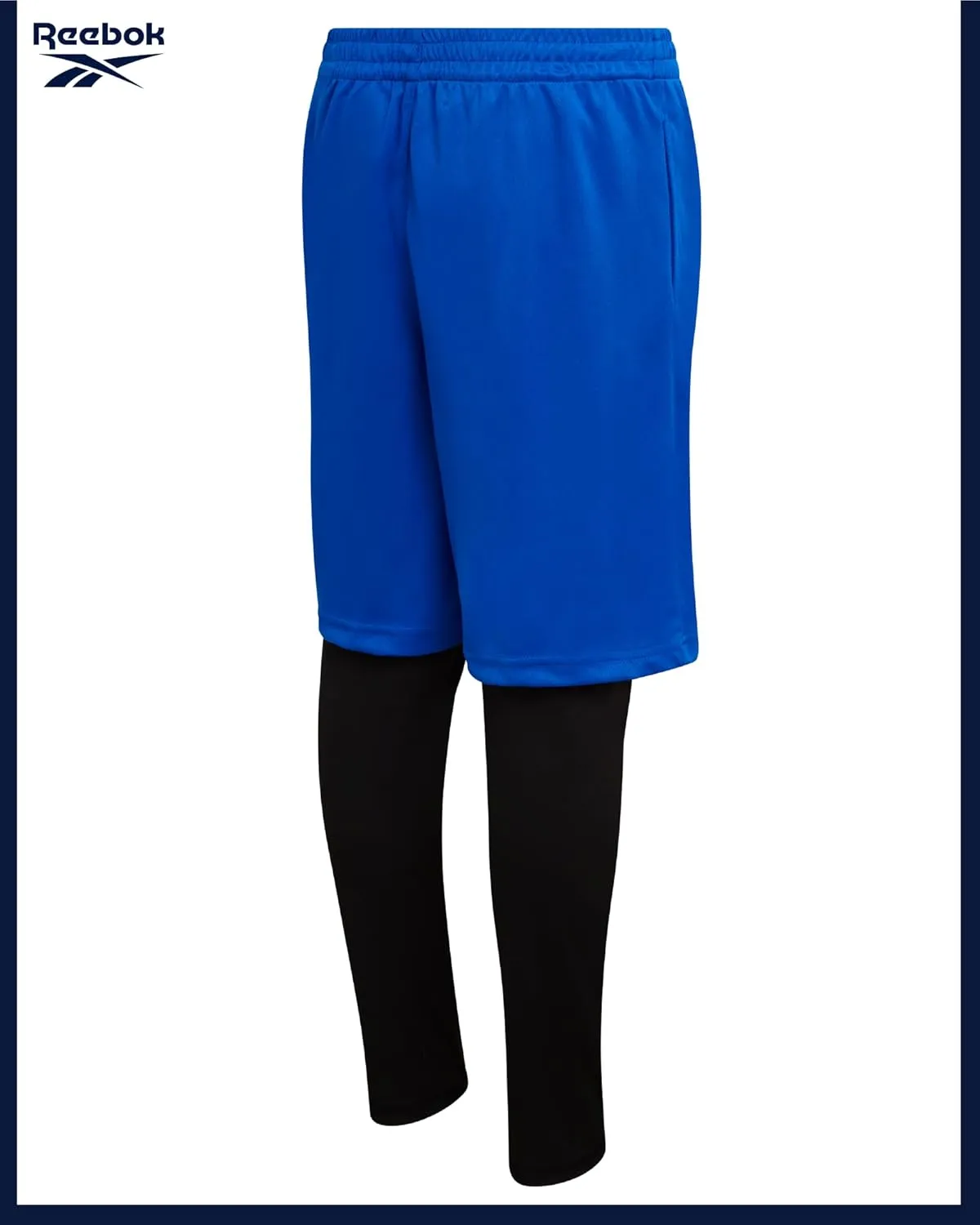 Reebok Boys Basketball Shorts - 2 Pack 2-in-1 Boys Athletic Shorts for Running with Compression Leggings Pockets & Drawstring