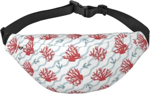 Reed Corals Pattern Unisex Fashion Sporty Multi-Purpose Crossbody Bags Waist Bag With Adjustable Strap For Outdoors Running Cycling, Black