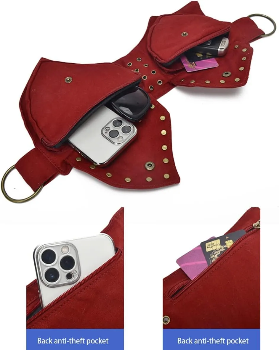 Renaissance Accessories - Ren Faire Fanny Pack, Thigh Bag, Lace Waist Utility Hip Belt for Women - Festival Bag