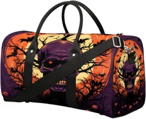 Retro Gothic Skull Travel Duffel Bag for Women Men Waterproof Foldable Overnight Weekender Bag Large Capacity Sports Gym Bag