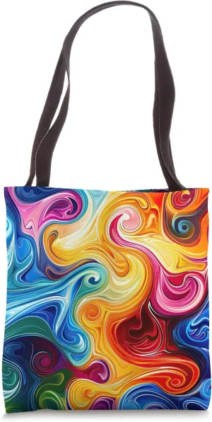 Retro hippie 1960s Kinetic abstract art style rainbow swirl Tote Bag