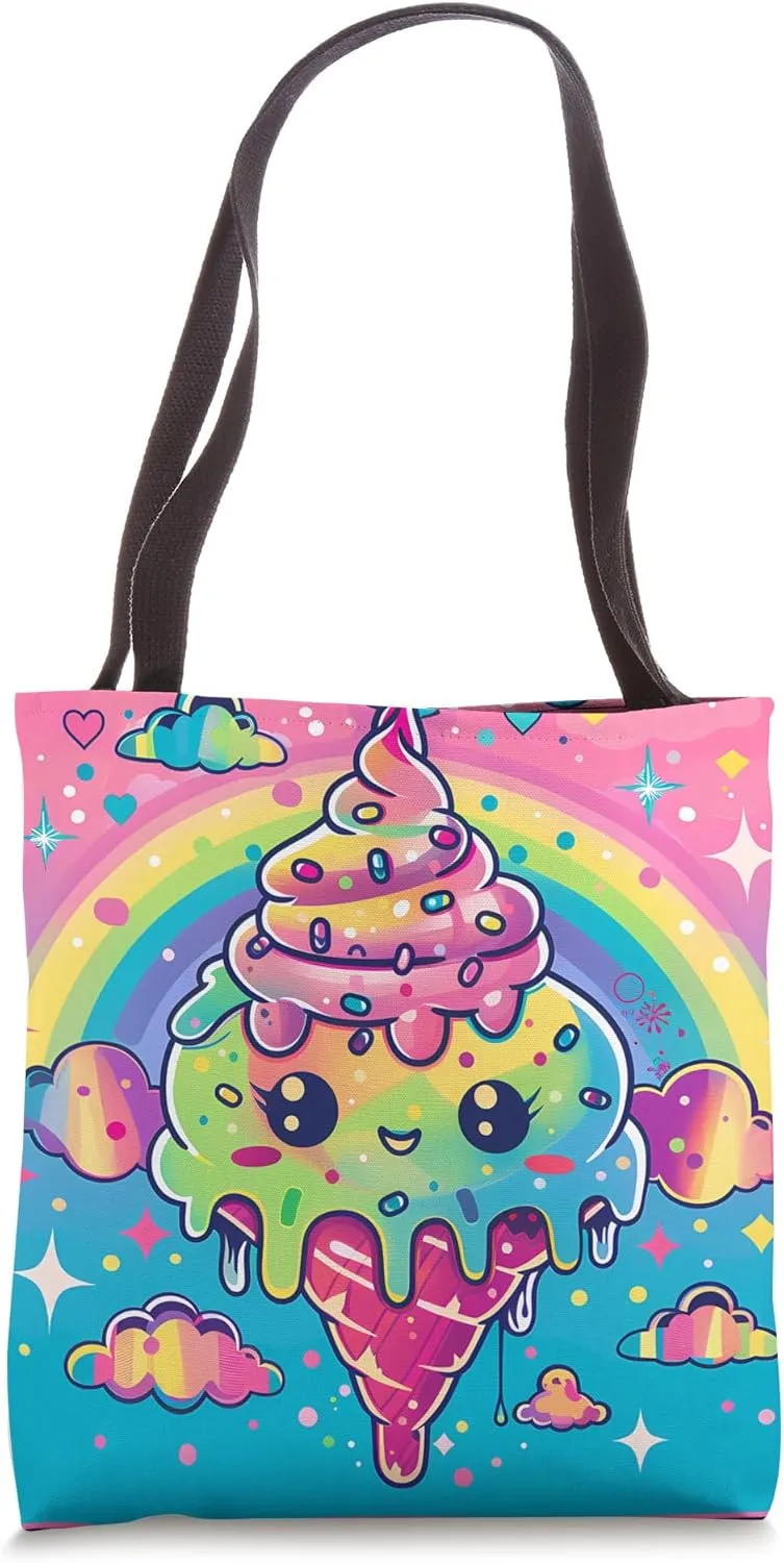 Retro-Inspired Groovy Kawaii Design Tote Bag
