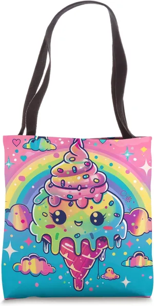 Retro-Inspired Groovy Kawaii Design Tote Bag