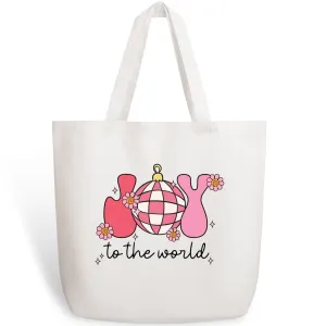 Retro Joy To The World - Eco-Friendly Cotton Tote Bag – Spacious & Durable Design (Single-Sided Print)
