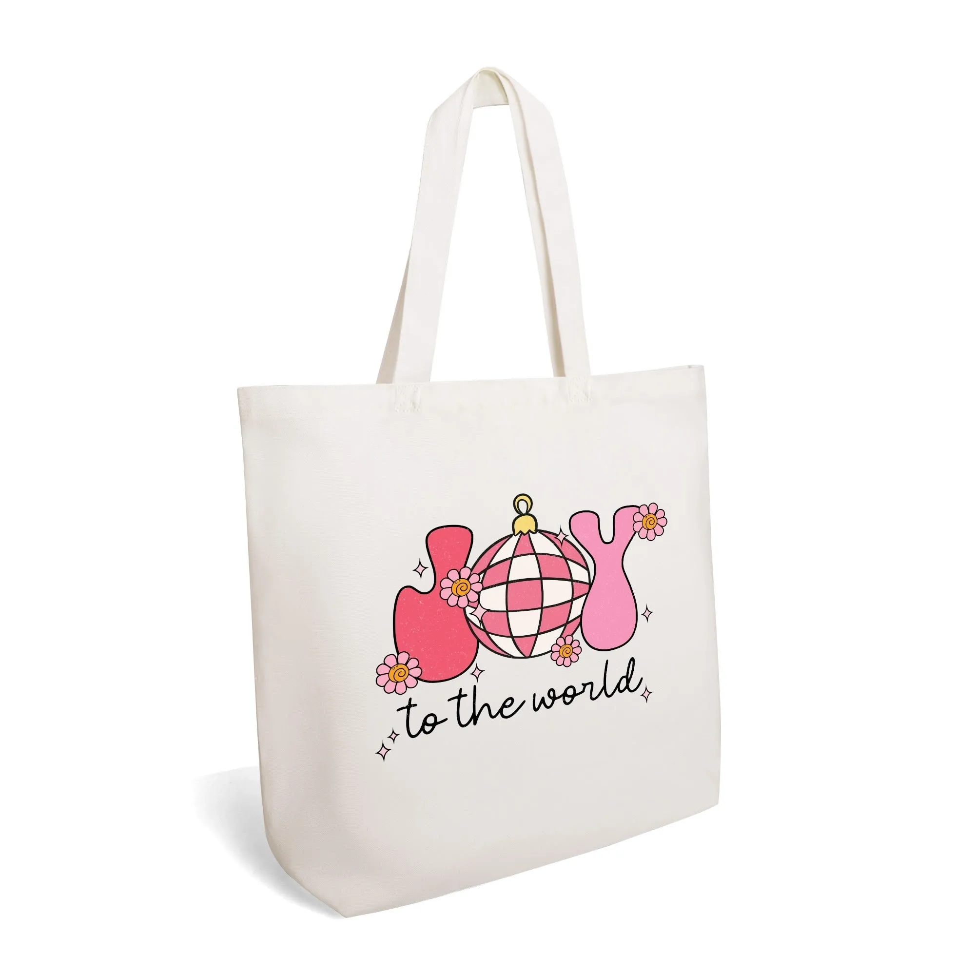 Retro Joy To The World - Eco-Friendly Cotton Tote Bag – Spacious & Durable Design (Single-Sided Print)