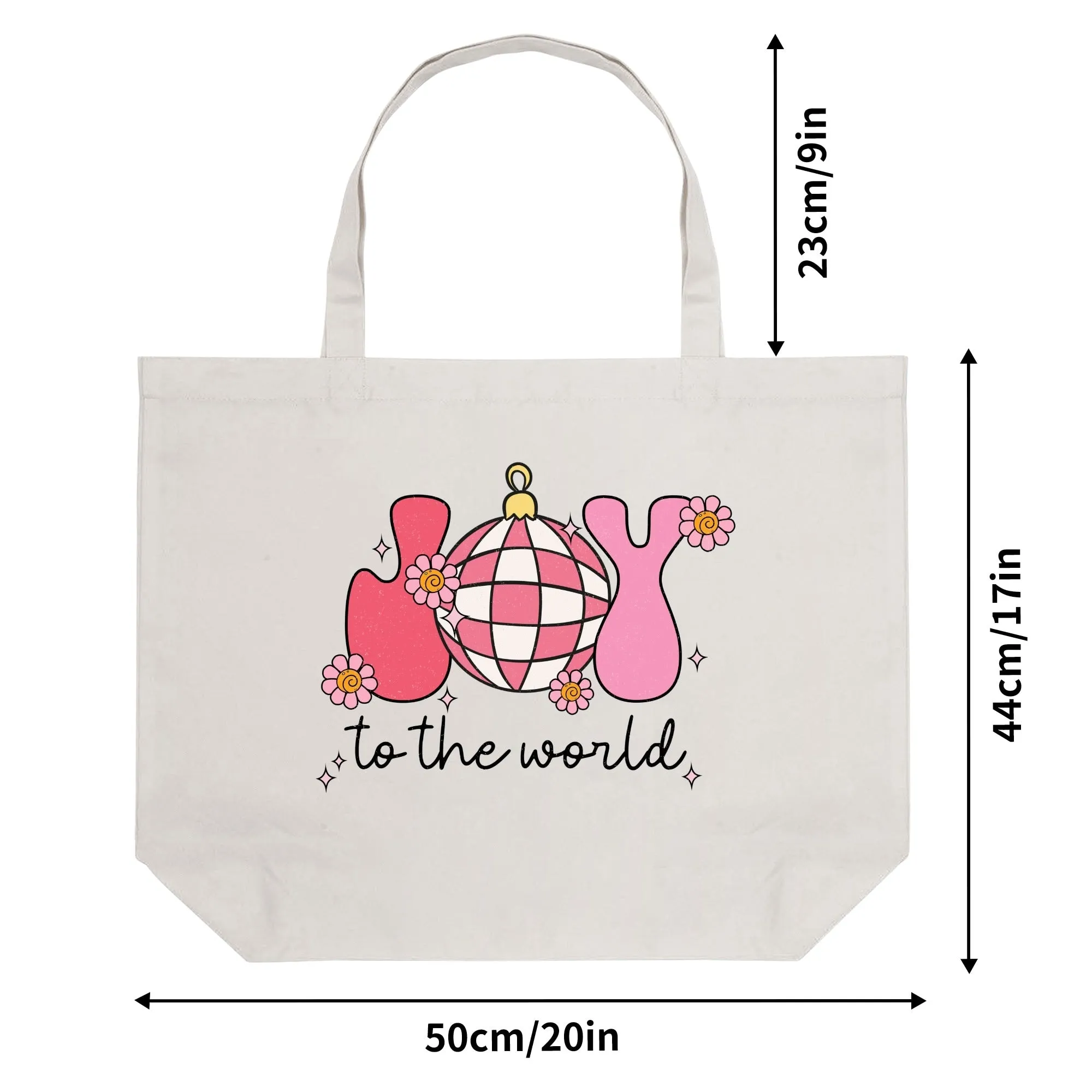 Retro Joy To The World - Eco-Friendly Cotton Tote Bag – Spacious & Durable Design (Single-Sided Print)