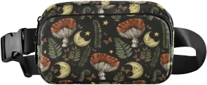Retro Mushroom Moon Fanny Packs for Women & Men Waterproof Waist Pack Fashion Casual Crossbody Bags Hip Bum Bag with Adjustable Strap Hands Free for Outdoors, Hiking, Running, Travel
