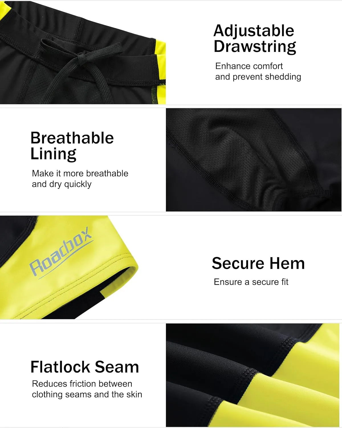 Roadbox Boys' Swim Jammers, Quick Dry Youth Competitive Swim Team Shorts, UPF 50  Bathing Athletic Compression Swim Trunks