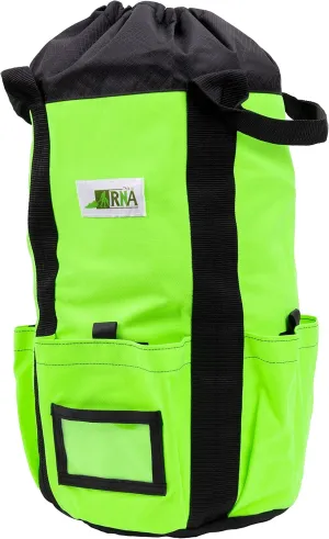 Rock-N-Rescue Arbor Rope Storage Bag - Rock and Tree Climbing Equipment, Arborist Gear, Bucket Style Backpack, Waterproof Nylon Material, Neon Green, 200'