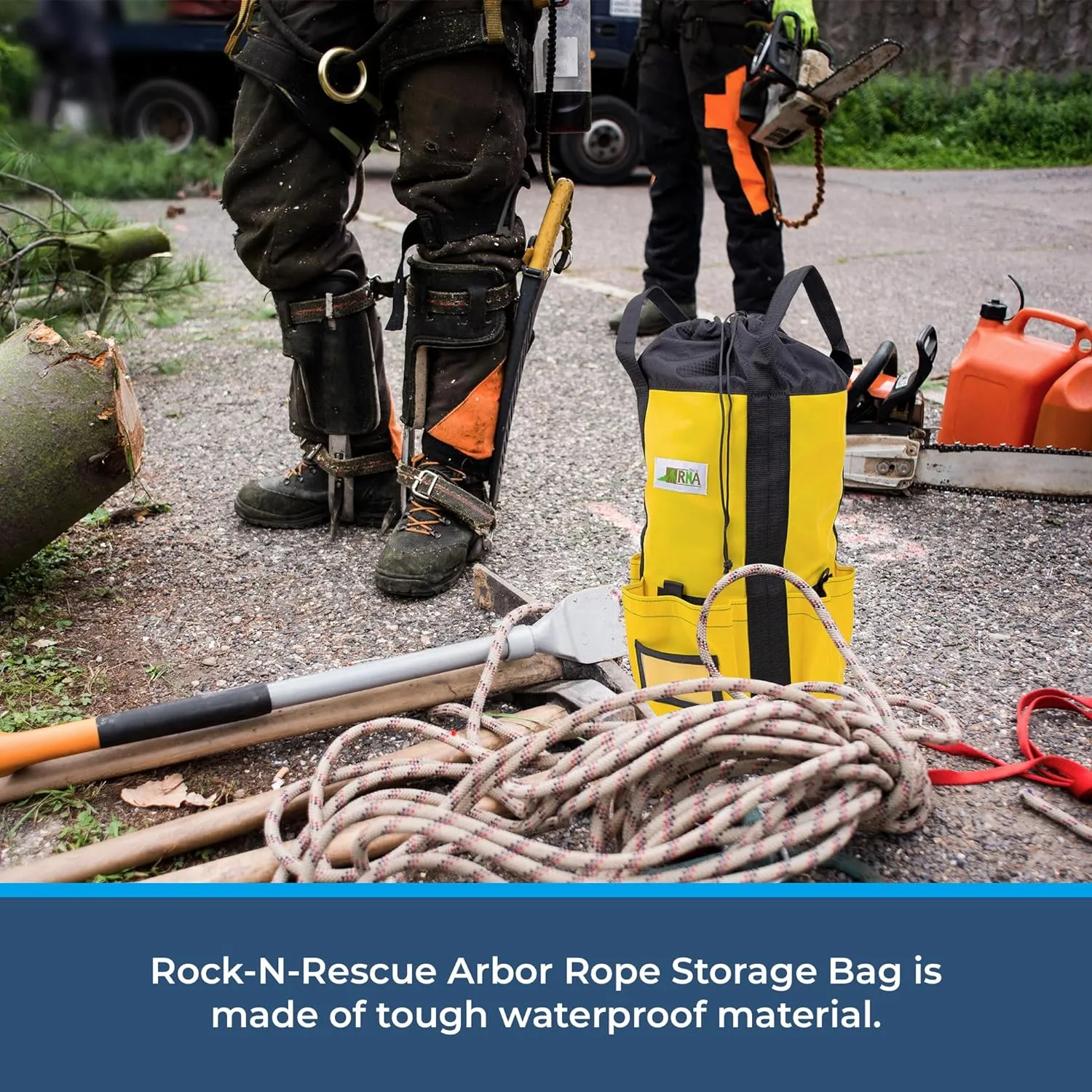 Rock-N-Rescue Arbor Rope Storage Bag - Rock and Tree Climbing Equipment, Arborist Gear, Bucket Style Backpack, Waterproof Nylon Material, Red, 150'