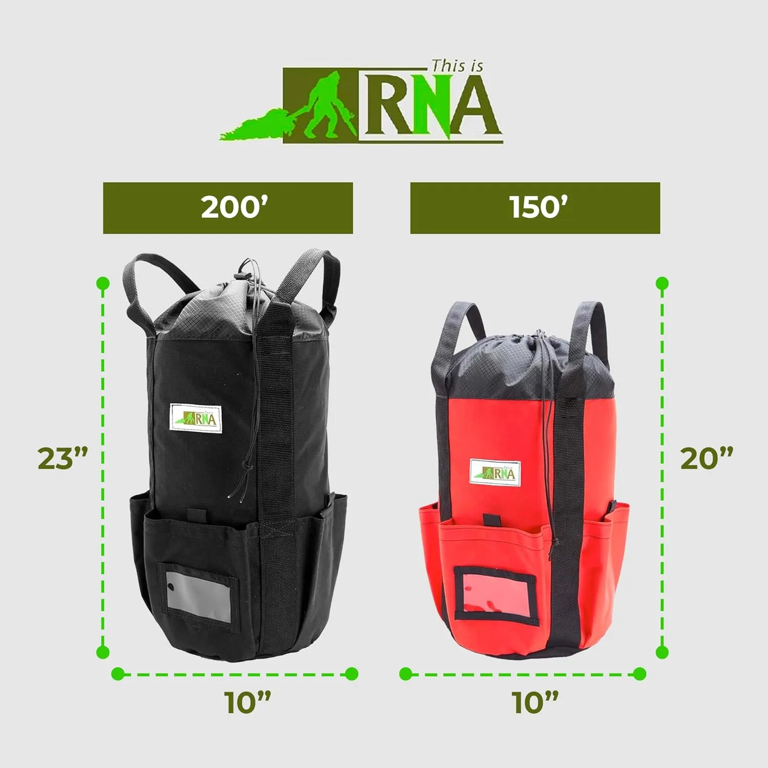 Rock-N-Rescue Arbor Rope Storage Bag - Rock and Tree Climbing Equipment, Arborist Gear, Bucket Style Backpack, Waterproof Nylon Material, Red, 150'