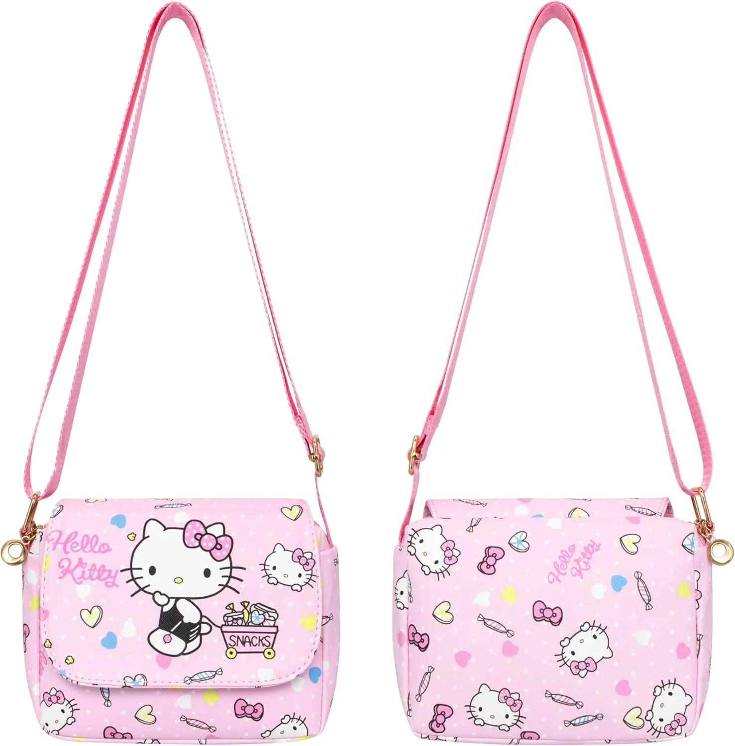 Roffatide Cartoon Mini Messenger Bag Crossbody Bag Kawaii Lolita JK Girls Shoulder Bag Flap Synthetic Leather Satchel