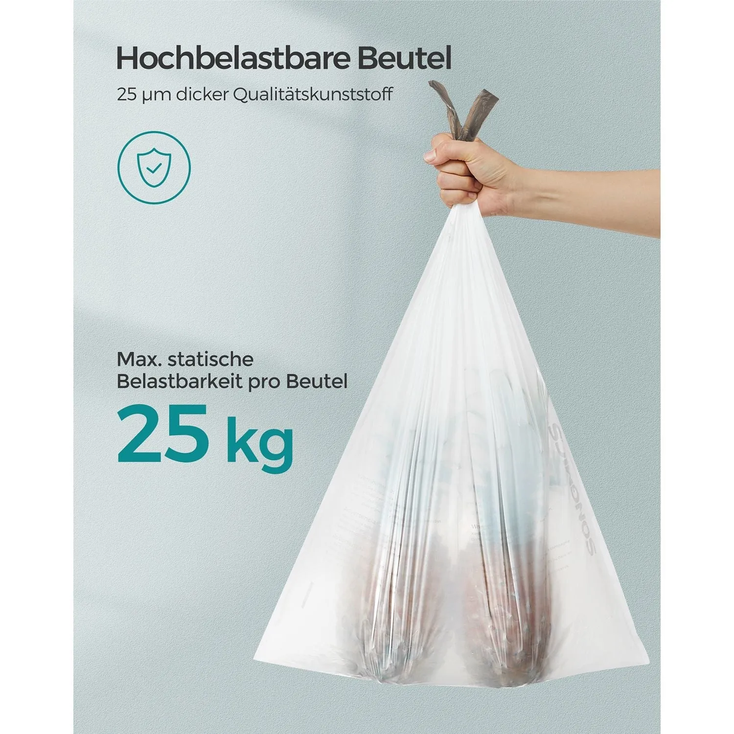 Rootz 3 Pack White Drawstring Trash Bags - Garbage Bags - Waste Bags - Heavy Duty Polyethylene Plastic - 63.5cm x 78cm - 45-55 Liter Capacity - 25kg Load Capacity - 10kg Drawstring Capacity